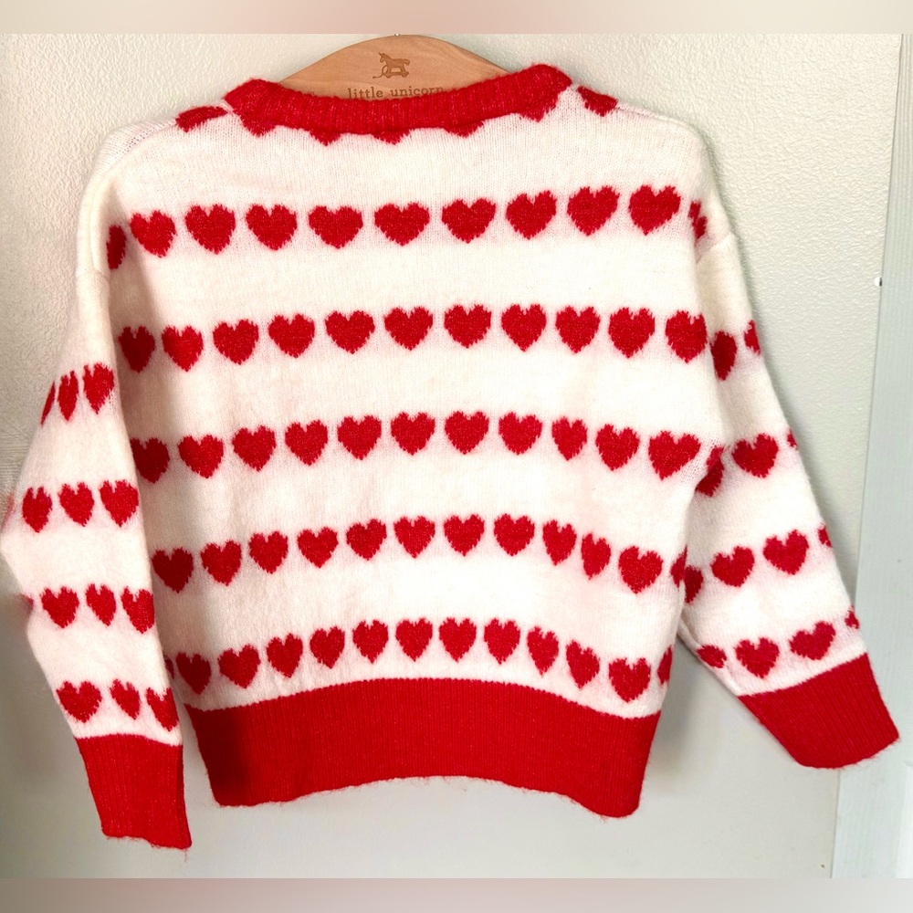Lily & Dan Sweater 4-5 Red Hearts Girl’s XS Pullover Top Cream White NEW NWT - Picture 2 of 5